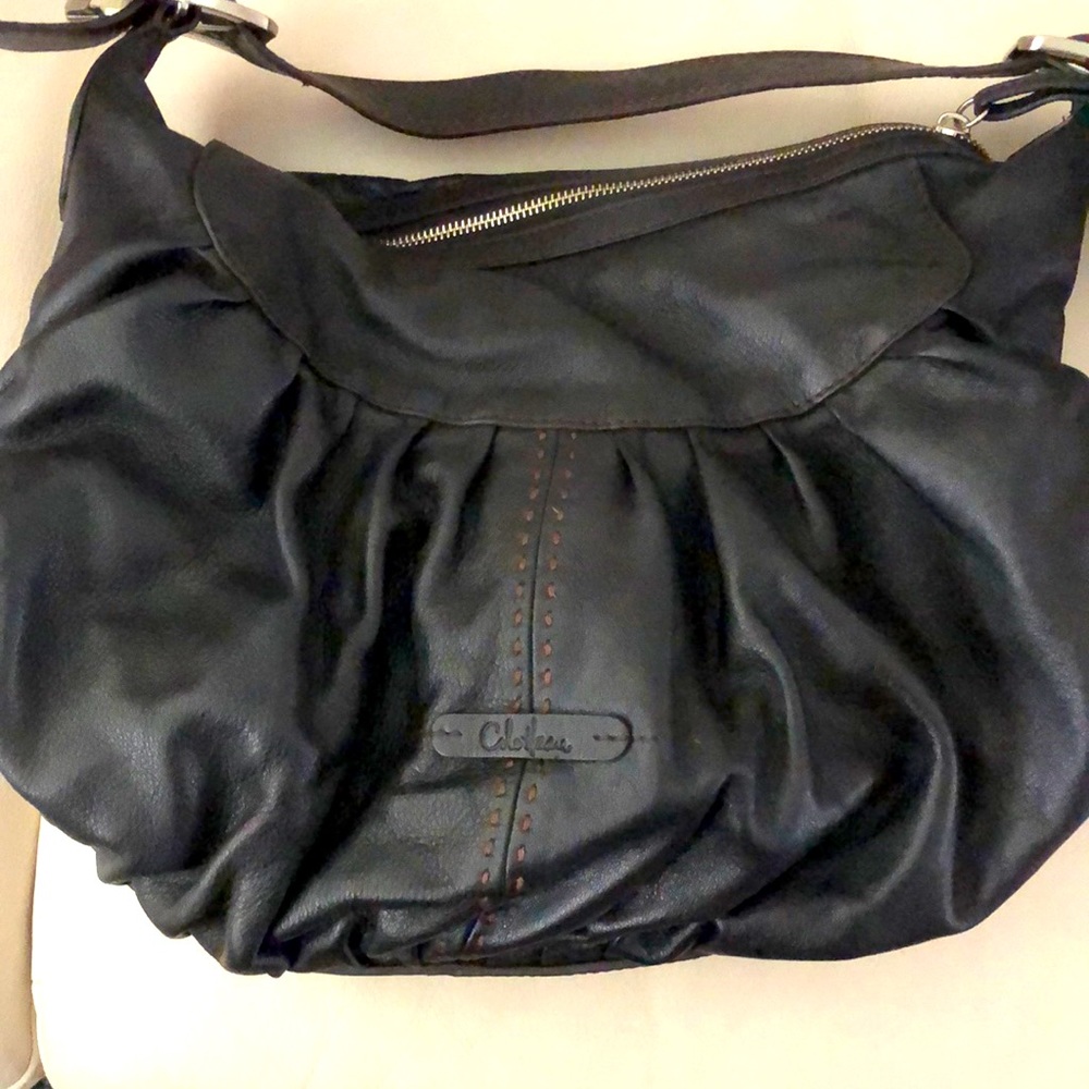 Cole Haan black leather hobo bag